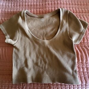 Aerie Tan Ribbed Crop Top